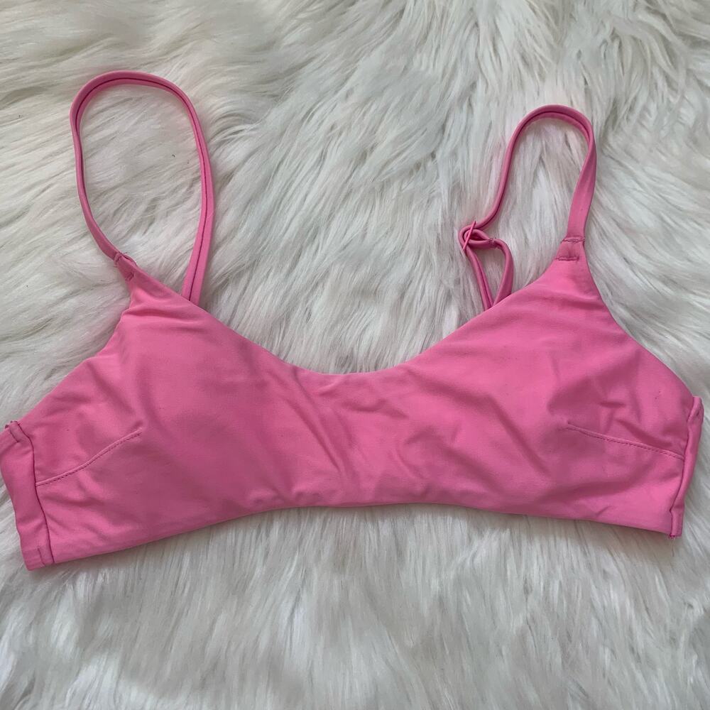 Aerie bubblegum pink scoop neck bikini top XS